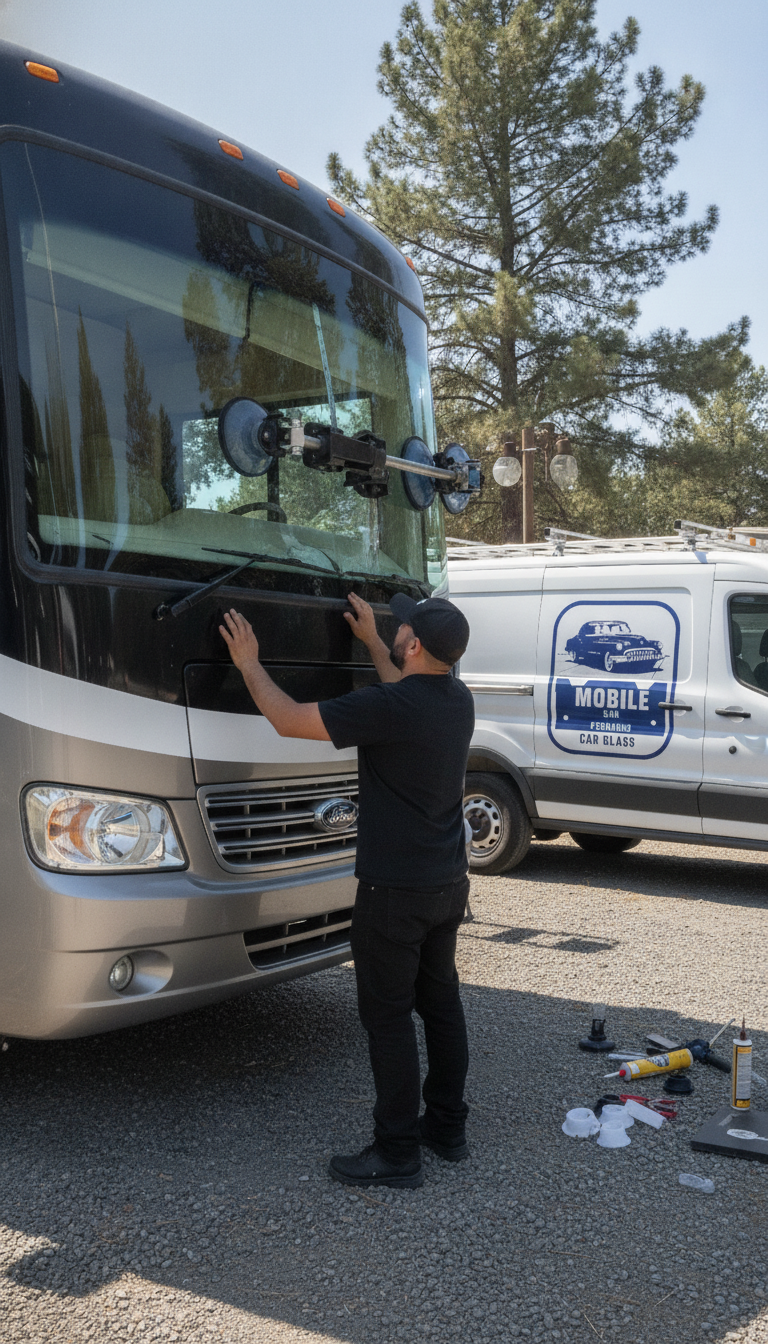 RV Windshield Repair and Replacement in Mission Hills CA by Mobile San Fernando Car Glass